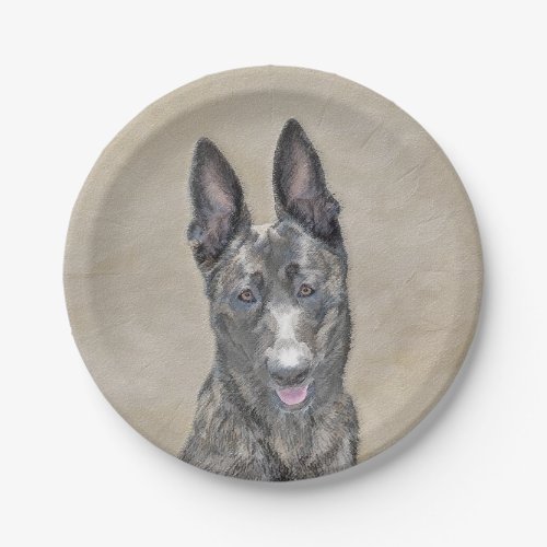 Dutch Shepherd Painting _ Cute Original Dog Art Paper Plates