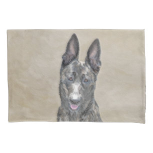 Dutch Shepherd Painting - Cute Original Dog Art Pillow Case