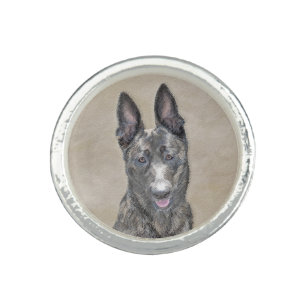 Dutch Shepherd Painting - Cute Original Dog Art Ring