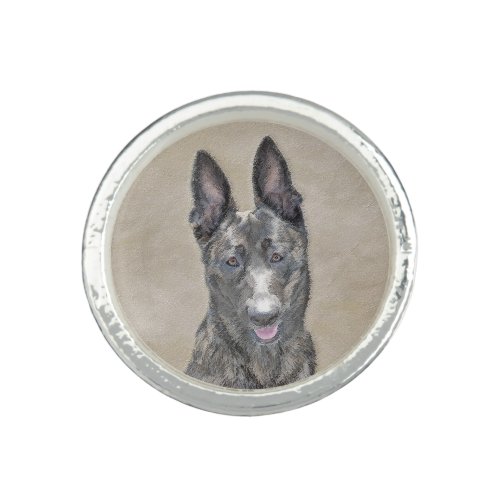 Dutch Shepherd Painting _ Cute Original Dog Art Ring