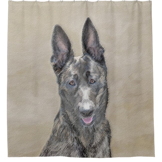 Dutch Shepherd Painting - Cute Original Dog Art Shower Curtain (Front)