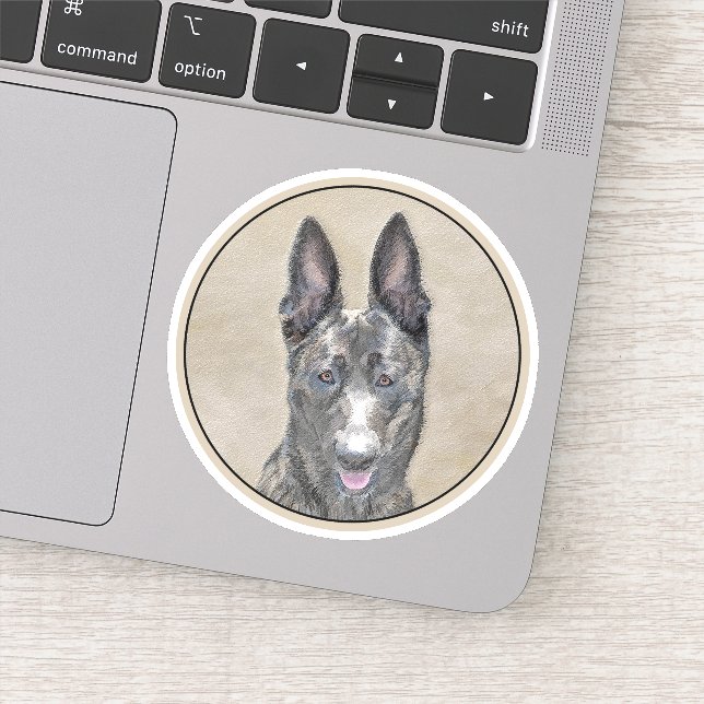Dutch Shepherd Painting - Cute Original Dog Art Sticker (Detail)