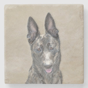 Dutch Shepherd Painting - Cute Original Dog Art Stone Coaster