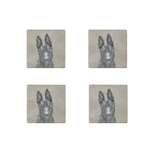 Dutch Shepherd Painting - Cute Original Dog Art Stone Magnet