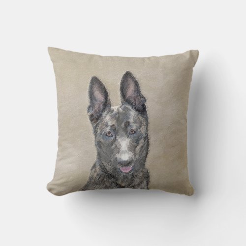 Dutch Shepherd Painting _ Cute Original Dog Art Throw Pillow