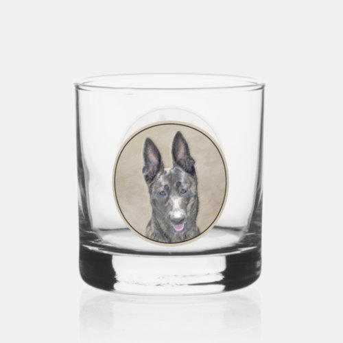 Dutch Shepherd Painting _ Cute Original Dog Art Whiskey Glass