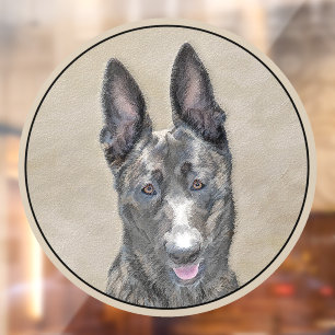 Dutch Shepherd Painting - Cute Original Dog Art Window Cling