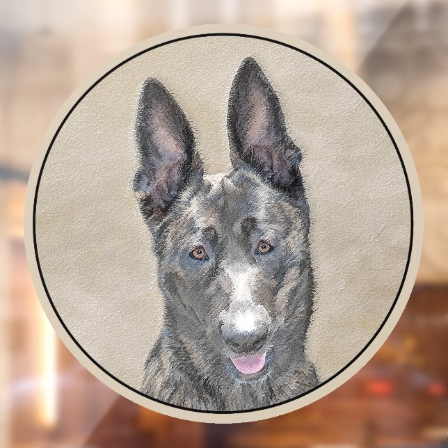 Dutch Shepherd Painting - Cute Original Dog Art Window Cling (Sheet 2)