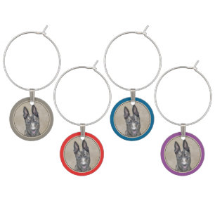 Dutch Shepherd Painting - Cute Original Dog Art Wine Charm