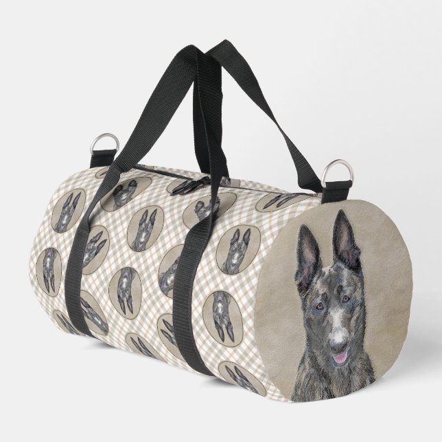 Dutch Shepherd Painting Cute Original Pet Dog Art Duffle Bag (Left Corner)
