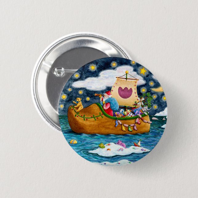DUTCH SHOE SANTA SHIP, ICEBERGS, WHALE, TEDDY BEAR BUTTON (Front & Back)