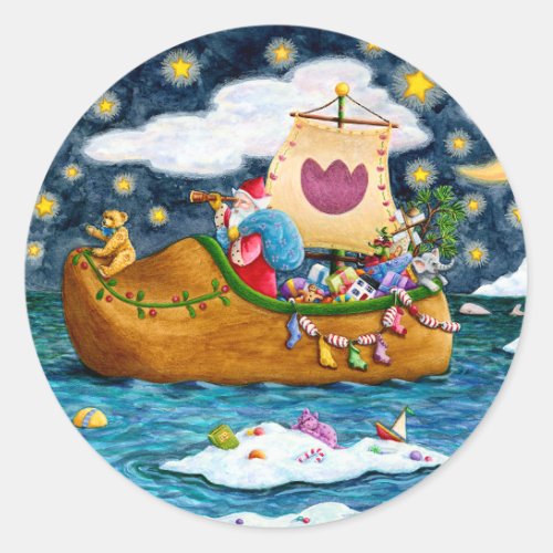 DUTCH SHOE SANTA SHIP ICEBERGS WHALE TEDDY BEAR CLASSIC ROUND STICKER