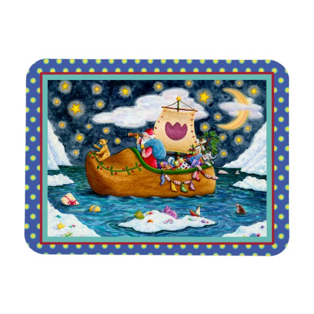 DUTCH SHOE SANTA SHIP, ICEBERGS, WHALE, TEDDY BEAR MAGNET (Horizontal)