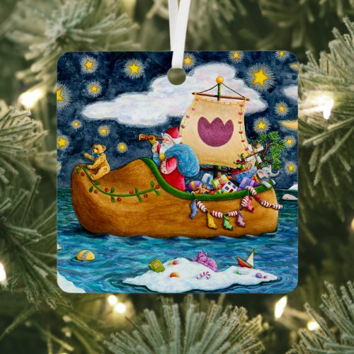 DUTCH SHOE SANTA SHIP ICEBERGS WHALE TEDDY BEAR METAL ORNAMENT