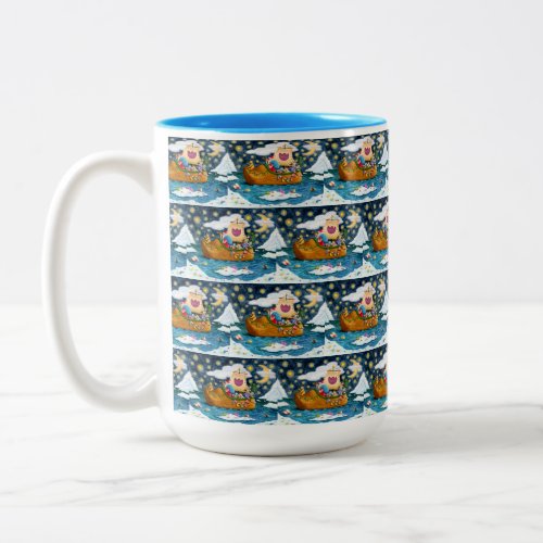 DUTCH SHOE SANTA SHIP ICEBERGS WHALE TEDDY BEAR Two_Tone COFFEE MUG