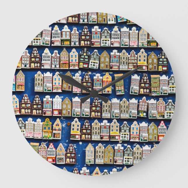 Dutch souvenirs, Amsterdam street scene. Large Clock (Front)