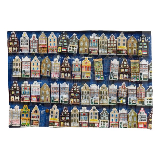 Dutch souvenirs, Amsterdam street scene. Pillow Case (Front)