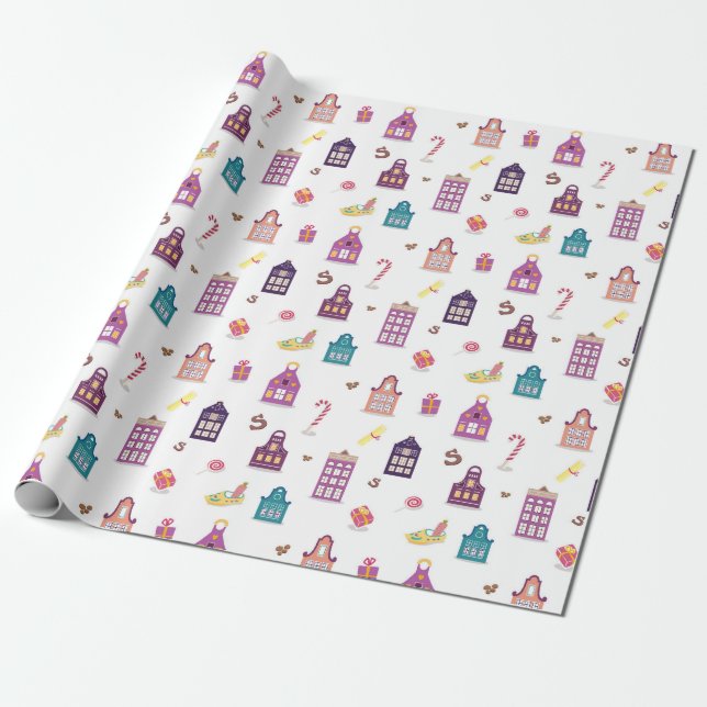 Dutch St. Nicholas Day Sinterklaas Holiday Wrapping Paper (Unrolled)