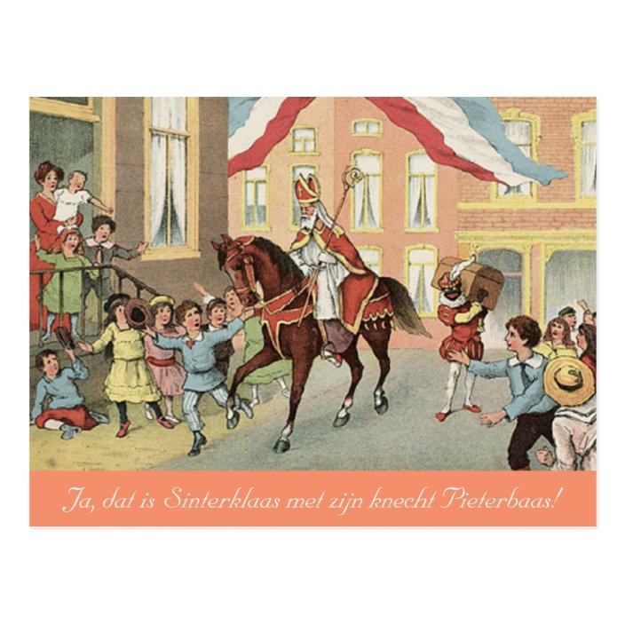 Dutch St Nick Sinterklaas And Zwarte Piet Vintage Postcard Zazzle Com