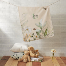 Dutch Still Life Floral Baby Boy Receiving Blanket