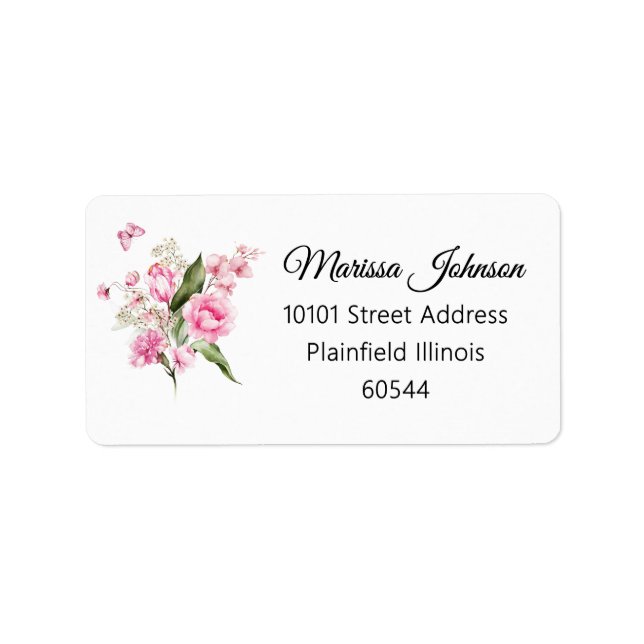 Dutch Still Life Watercolor Pink Floral Address Label (Front)