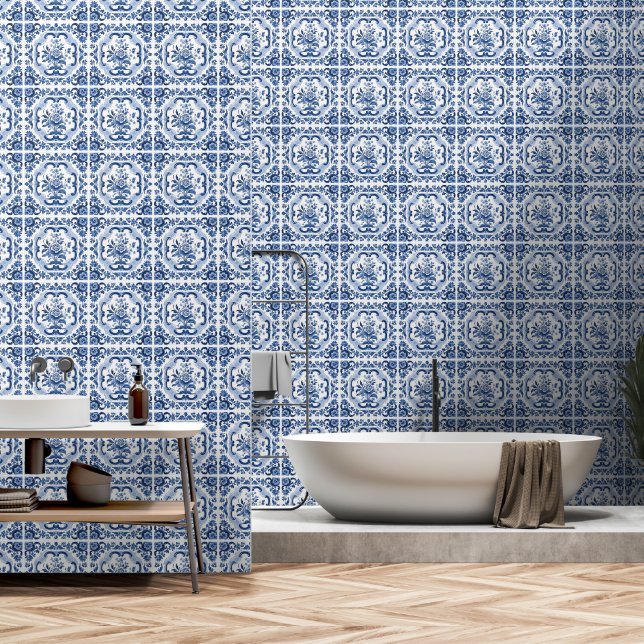 Dutch Tile Pattern Wallpaper (Bathroom)