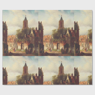 Dutch Town Scene by Charles Leickert Landscape Wrapping Paper