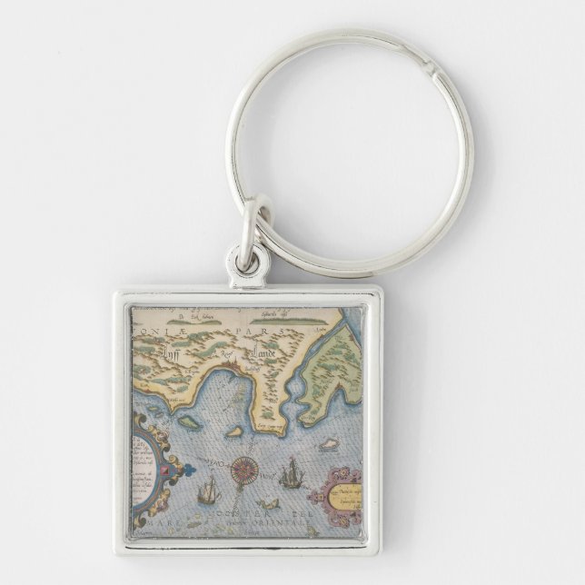 Dutch Trade map of the Baltic Sea Keychain (Front)
