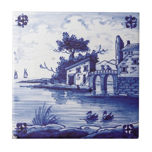 Dutch traditional blue tile