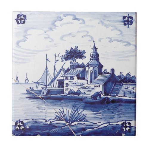 Dutch traditional blue tile