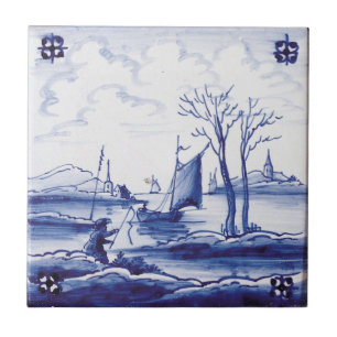 Dutch traditional blue tile