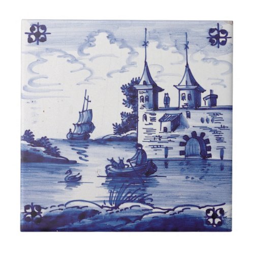 Dutch traditional blue tile