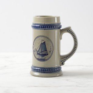 Dutch traditional blue tile beer stein