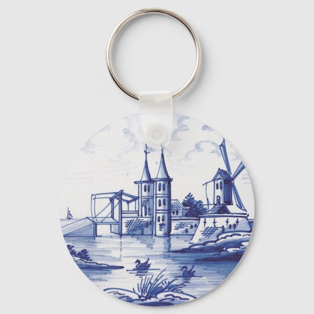 Dutch traditional blue tile keychain (Front)