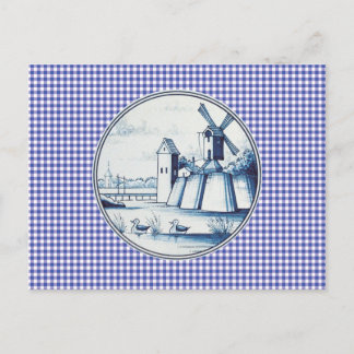 Dutch traditional blue tile postcard