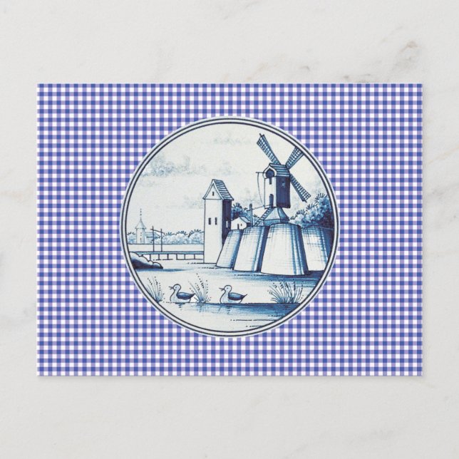 Dutch traditional blue tile postcard (Front)