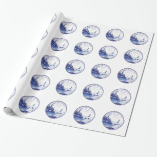 Dutch traditional blue tile wrapping paper