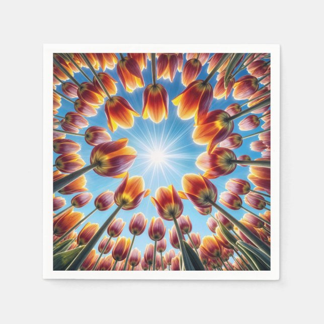 Dutch Tulip Garden In Sunshine Napkins (Front)