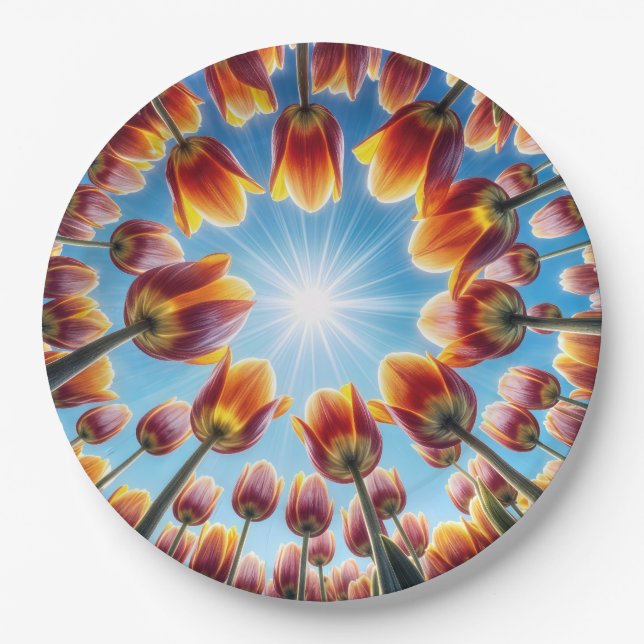 Dutch Tulip Garden In Sunshine Paper Plates (Front)