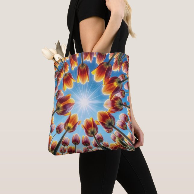 Dutch Tulip Garden In Sunshine Tote Bag (Close Up)