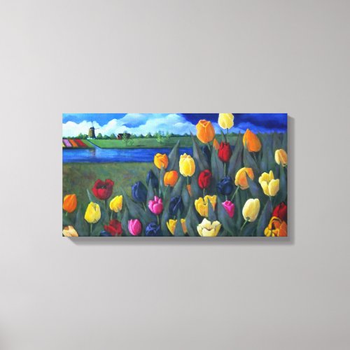 Dutch Tulips Original Acrylic Painting Flowers Canvas Print