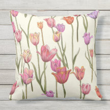 Dutch Tulips Outdoor Throw Pillow