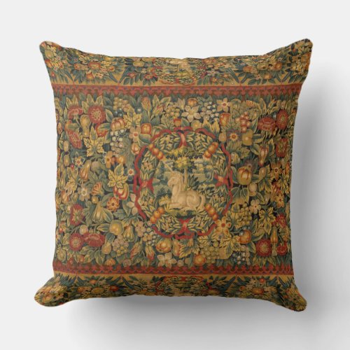 Dutch Unicorn Tapestry Throw Pillow