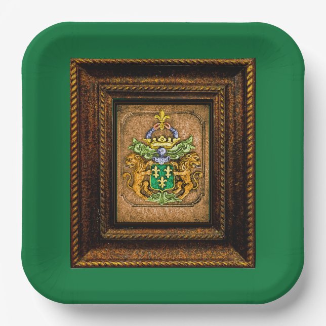 Dutch van Westervelt Family Coat of Arms Dinner  Paper Plates (Front)