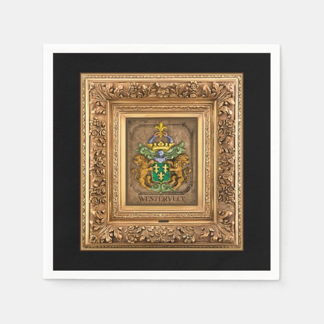 Dutch Van Westervelt Family Coat of Arms  Gift Box Napkins (Front)