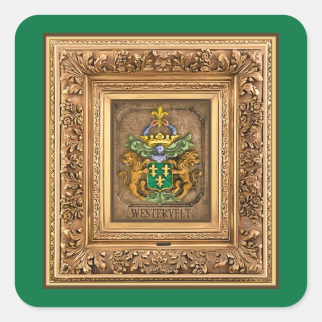 Dutch Van Westervelt Family Coat of Arms  Square Sticker (Front)