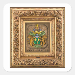 Dutch Van Westervelt Family Coat of Arms  Square Sticker