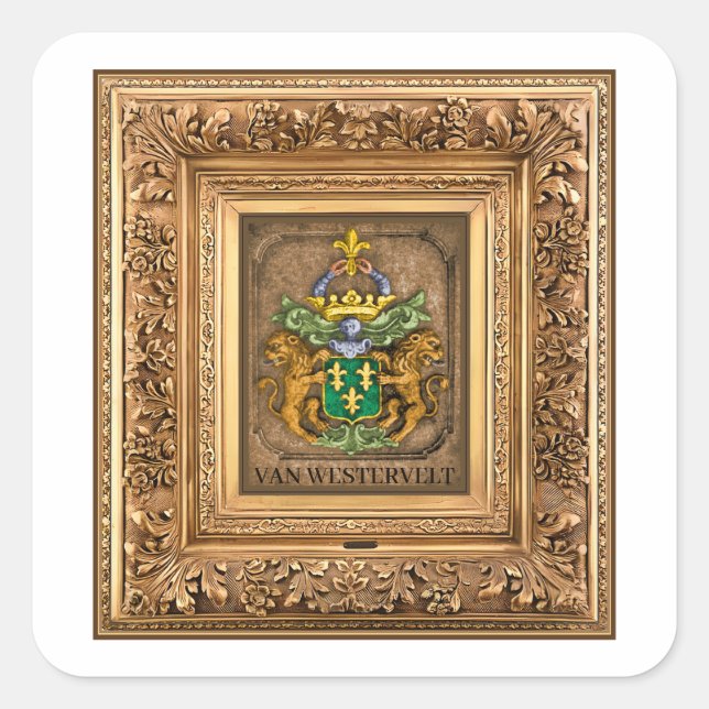 Dutch Van Westervelt Family Coat of Arms  Square Sticker (Front)