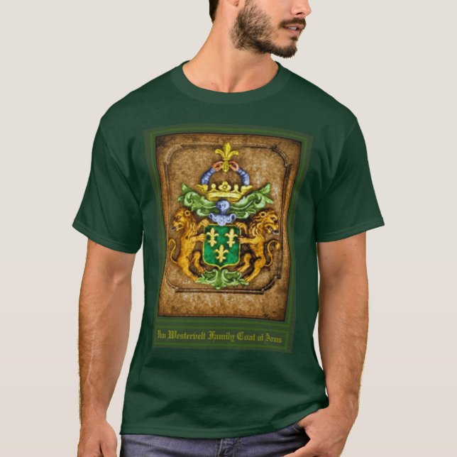 Dutch Van Westervelt Family Coat of Arms T-Shirt (Front)