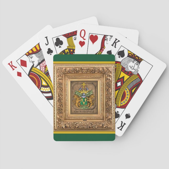 Dutch Van Westervelt Family Coat of Arms T-Shirt Poker Cards (Back)
